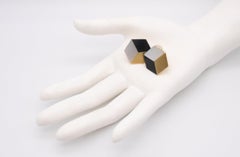 ANGELA CUMMINGS 1984 Geometric Earrings 18Kt In Yellow Gold And Black Jade