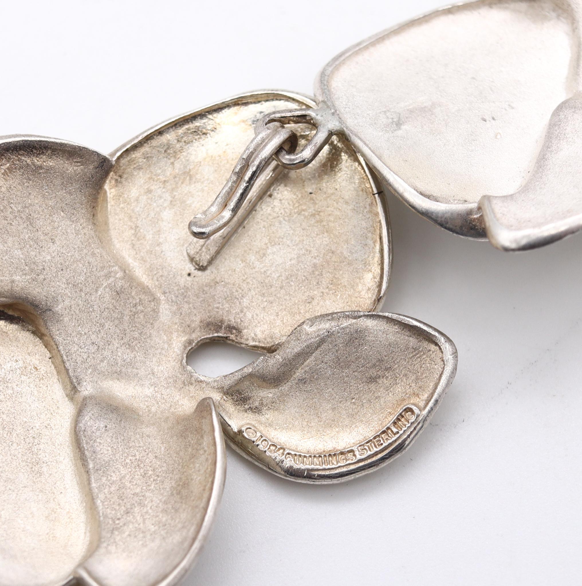 Angela Cummings 1984 Rare Sculptural Orchids Necklace in 925 Sterling Silver 1