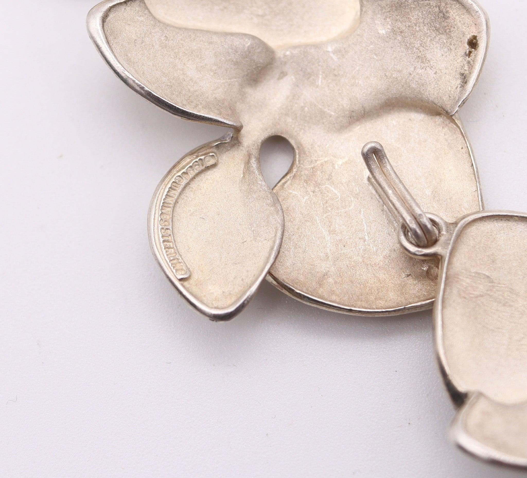 ANGELA CUMMINGS 1984 Collana scultorea multiorchidee in argento 925 in vendita 1