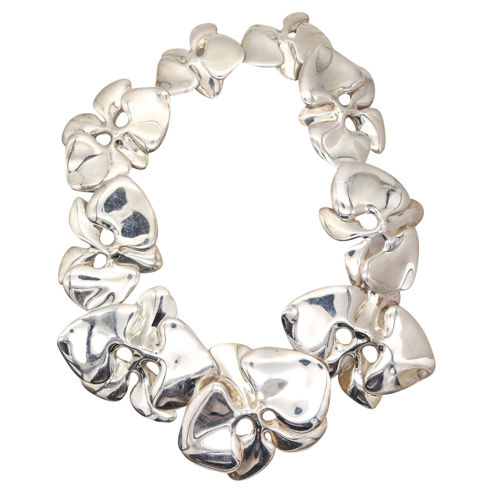 ANGELA CUMMINGS 1984 Collana scultorea multiorchidee in argento 925 in vendita