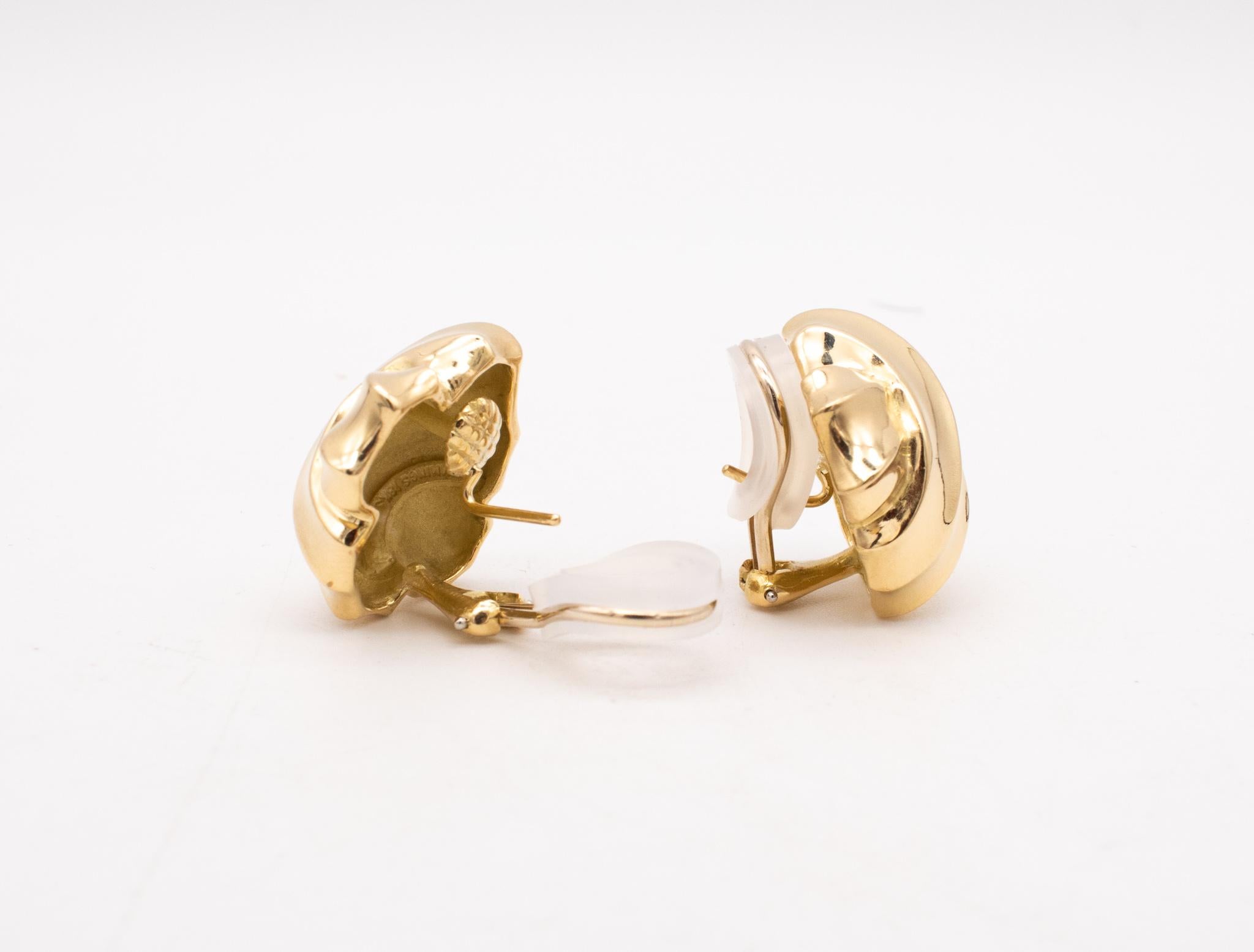 Angela Cummings Boucles d'oreilles géométriques rares Studio en or jaune massif 18 carats, 1984 en vente 1