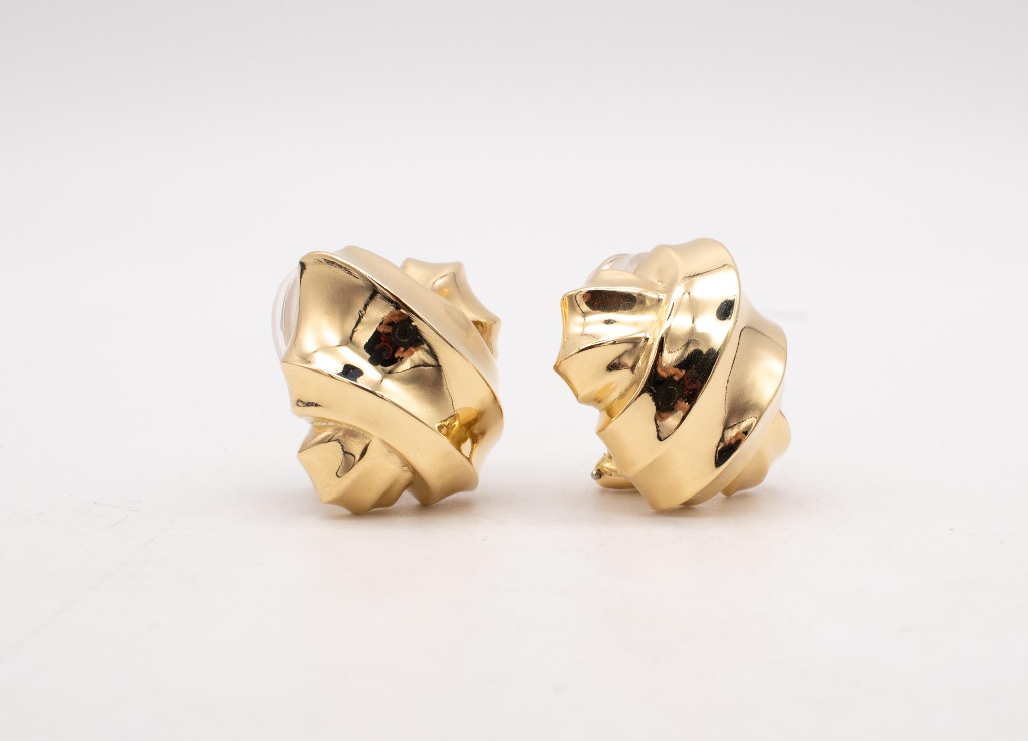 Angela Cummings 1984 Studio Rare Geometric Earrings in Solid 18Kt Yellow Gold For Sale 2