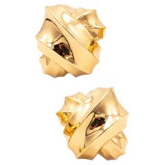 Angela Cummings 1984 Studio Rare Geometric Earrings in Solid 18Kt Yellow Gold