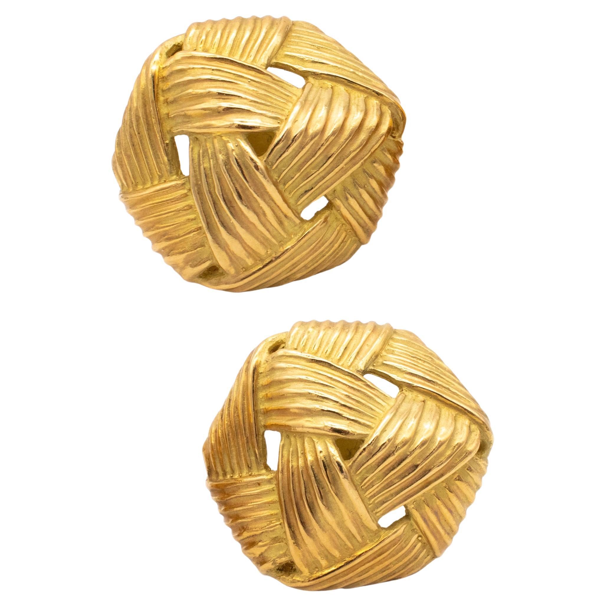 Angela Cummings 1984 Studio Textured Wrapped Earrings in Solid 18Kt Yellow Gold For Sale