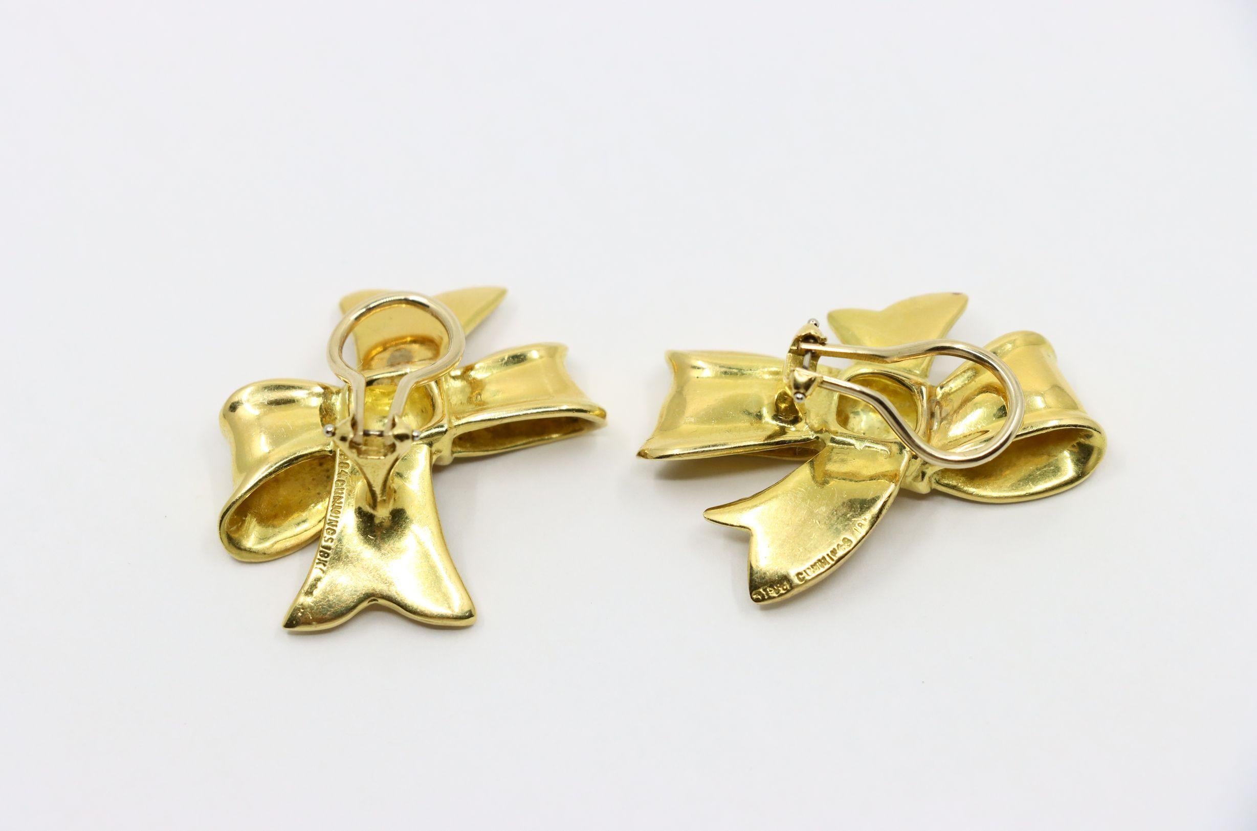 Angela Cummings 1984's 18K Gold Bow Tie Earrings For Sale 6