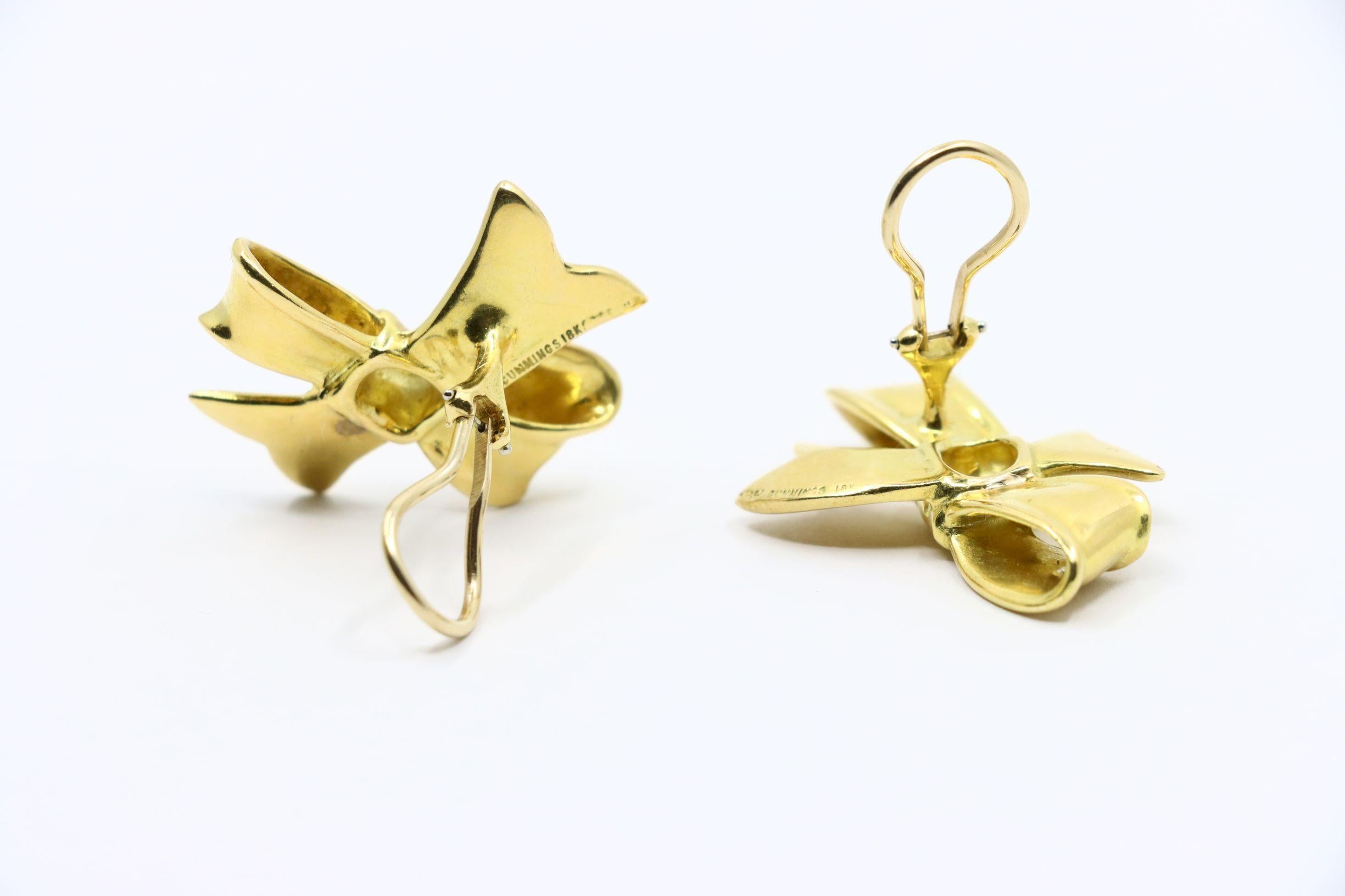 Angela Cummings 1984's 18K Gold Bow Tie Earrings For Sale 7