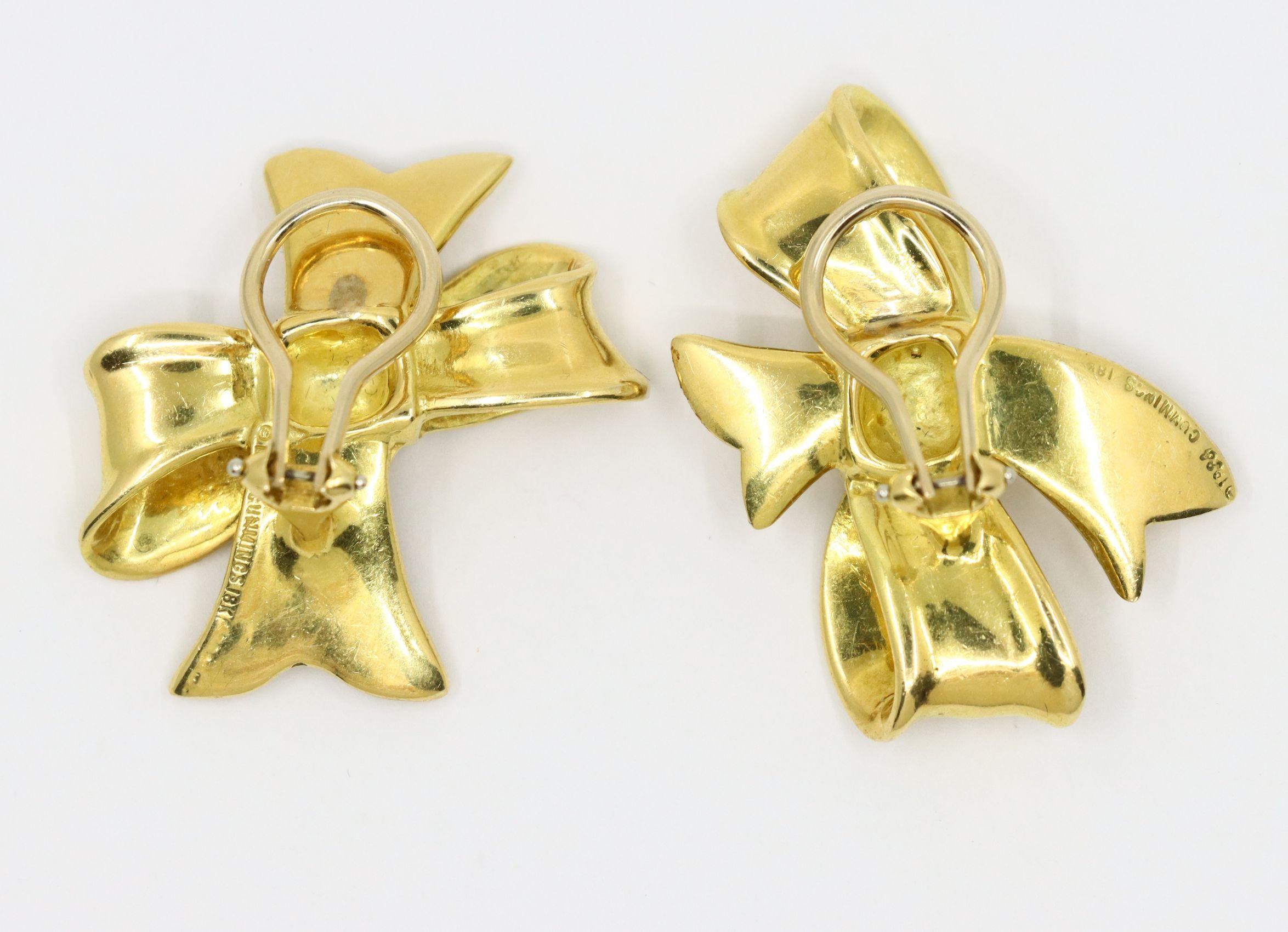 Angela Cummings 1984's 18K Gold Bow Tie Earrings For Sale 8