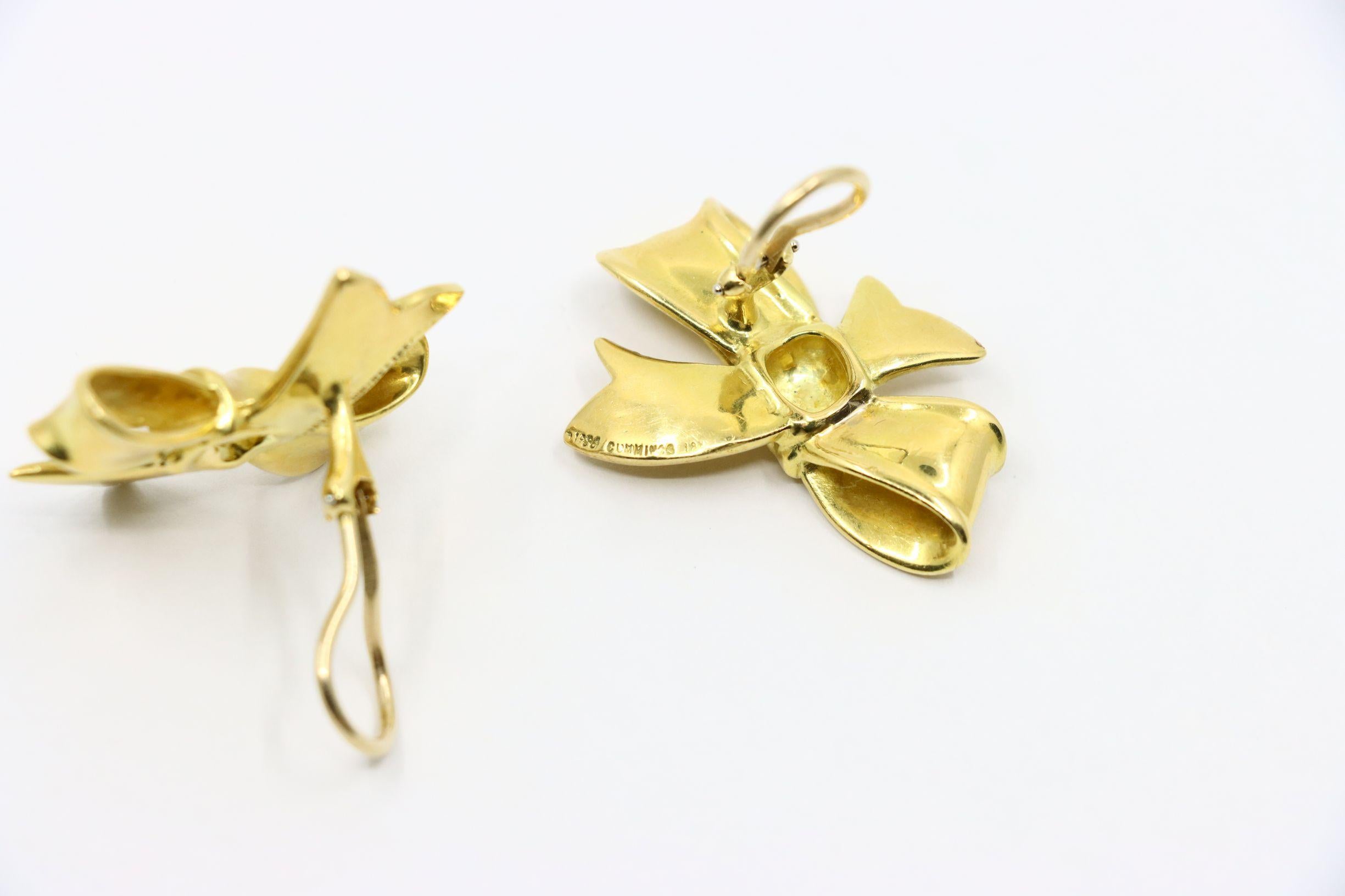 Angela Cummings 1984's 18K Gold Bow Tie Earrings For Sale 9