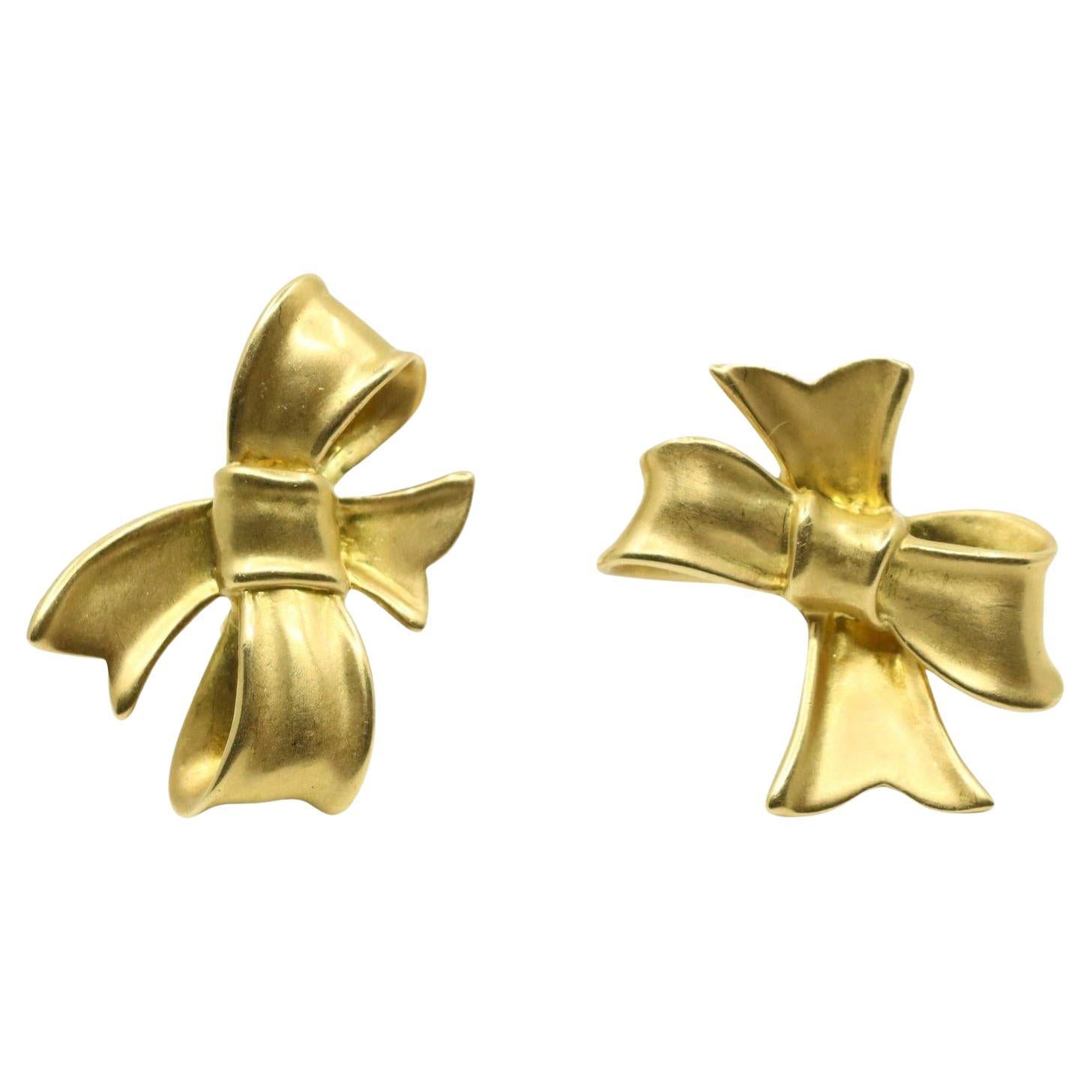 Angela Cummings 1984's 18K Gold Bow Tie Earrings