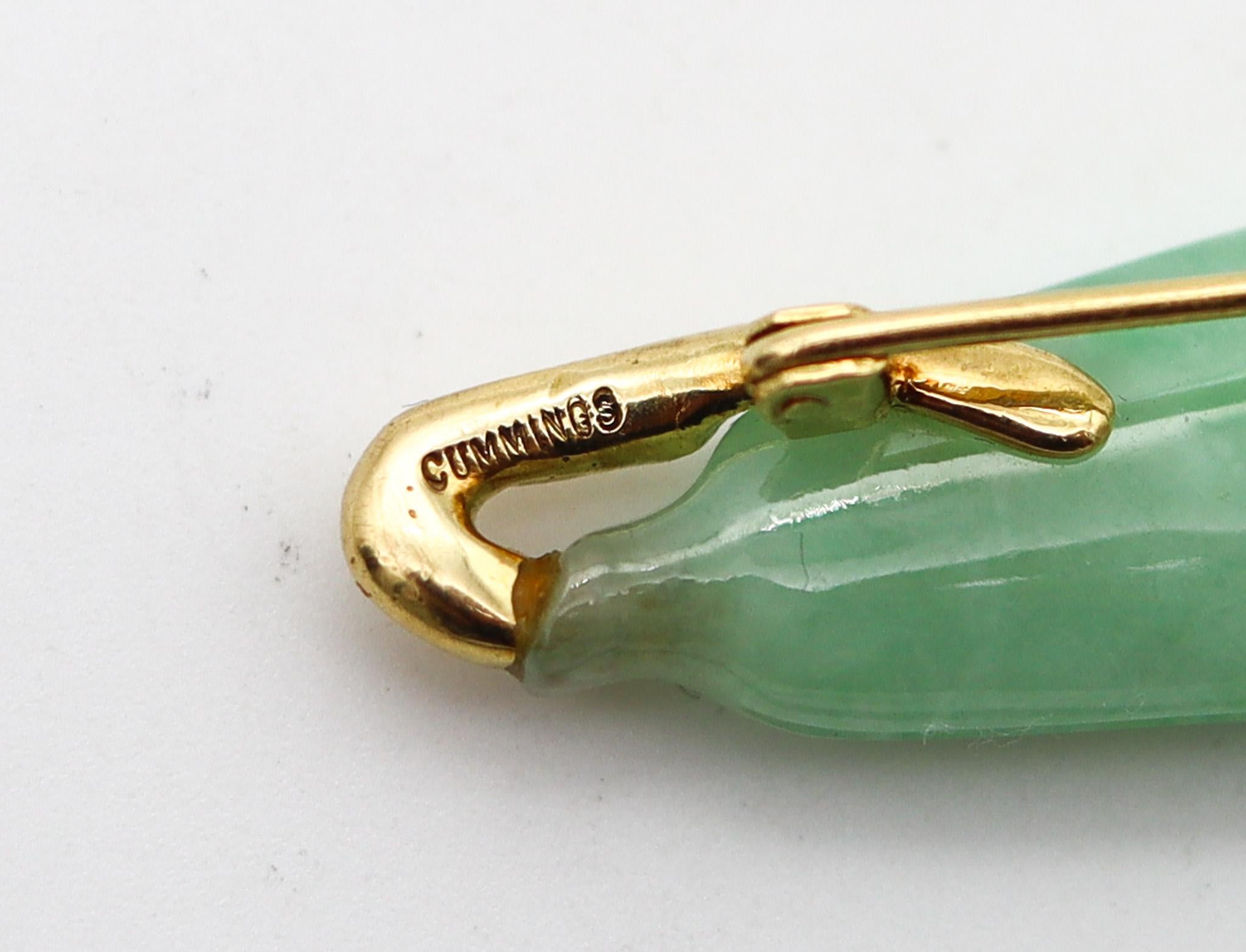 Cabochon Angela Cummings 1985 Bean Shaped Pendant Brooch In 18Kt Yellow Gold With Jadeite For Sale