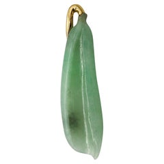 Angela Cummings 1985 Bean Shaped Pendant Brooch In 18Kt Yellow Gold With Jadeite
