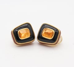 Angela Cummings 1985 Ohrringe aus 18 Karat Gold mit schwarzer Jade, Citrin und Karneol