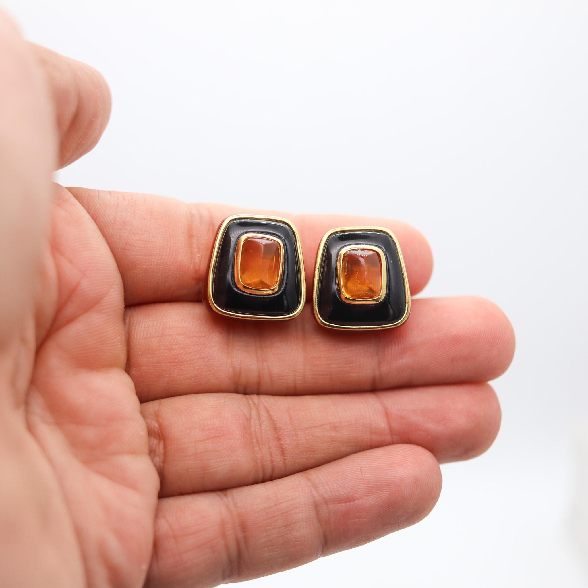 Angela Cummings 1985 Earrings In 18Kt Gold With Black Jade Citrine And Carnelian In Excellent Condition In Miami, FL
