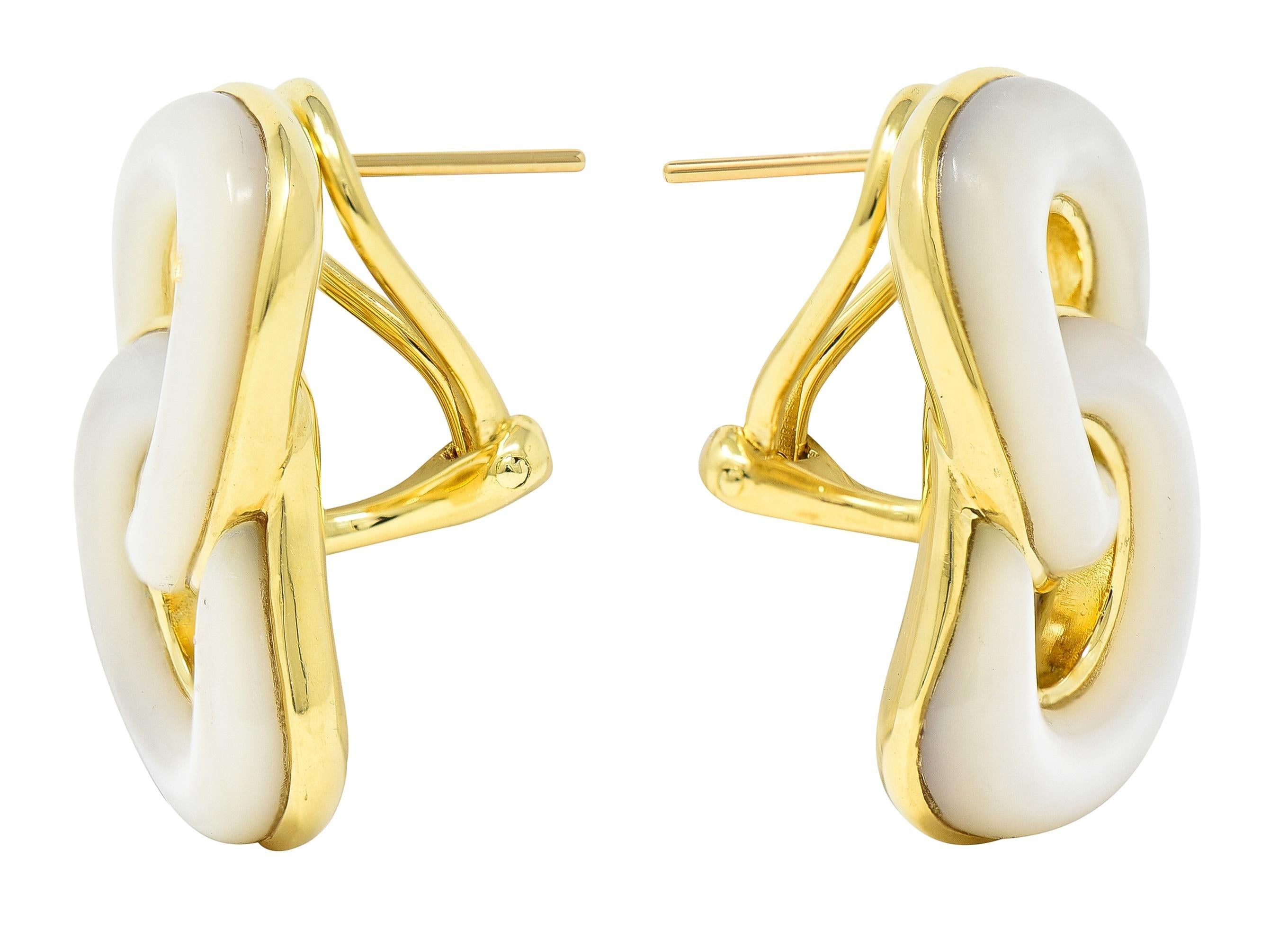 Moderno Angela Cummings 1985 Orecchini con Madreperla in oro giallo 18 carati A Link in vendita