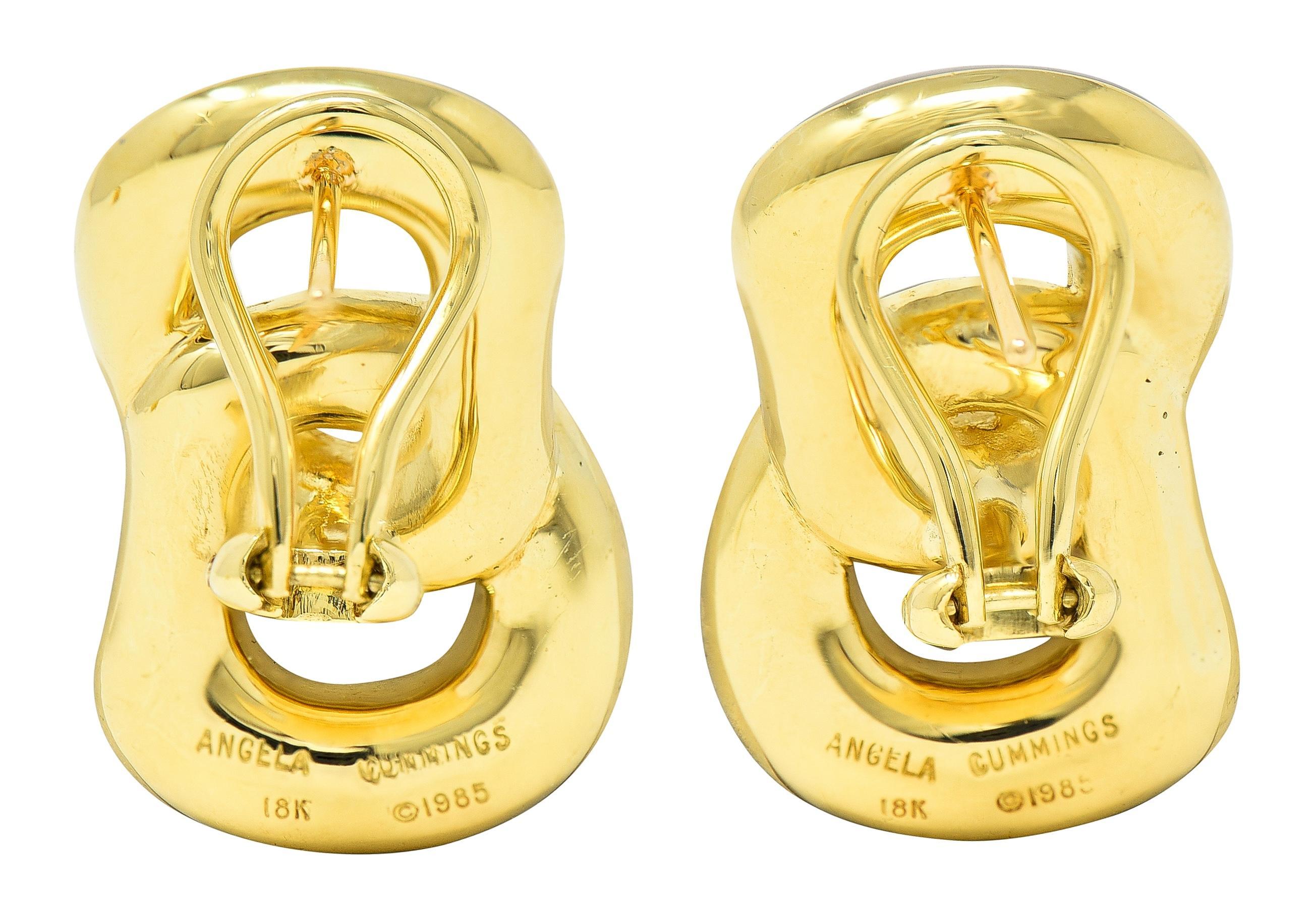 Cabochon Angela Cummings 1985 Orecchini con Madreperla in oro giallo 18 carati A Link in vendita