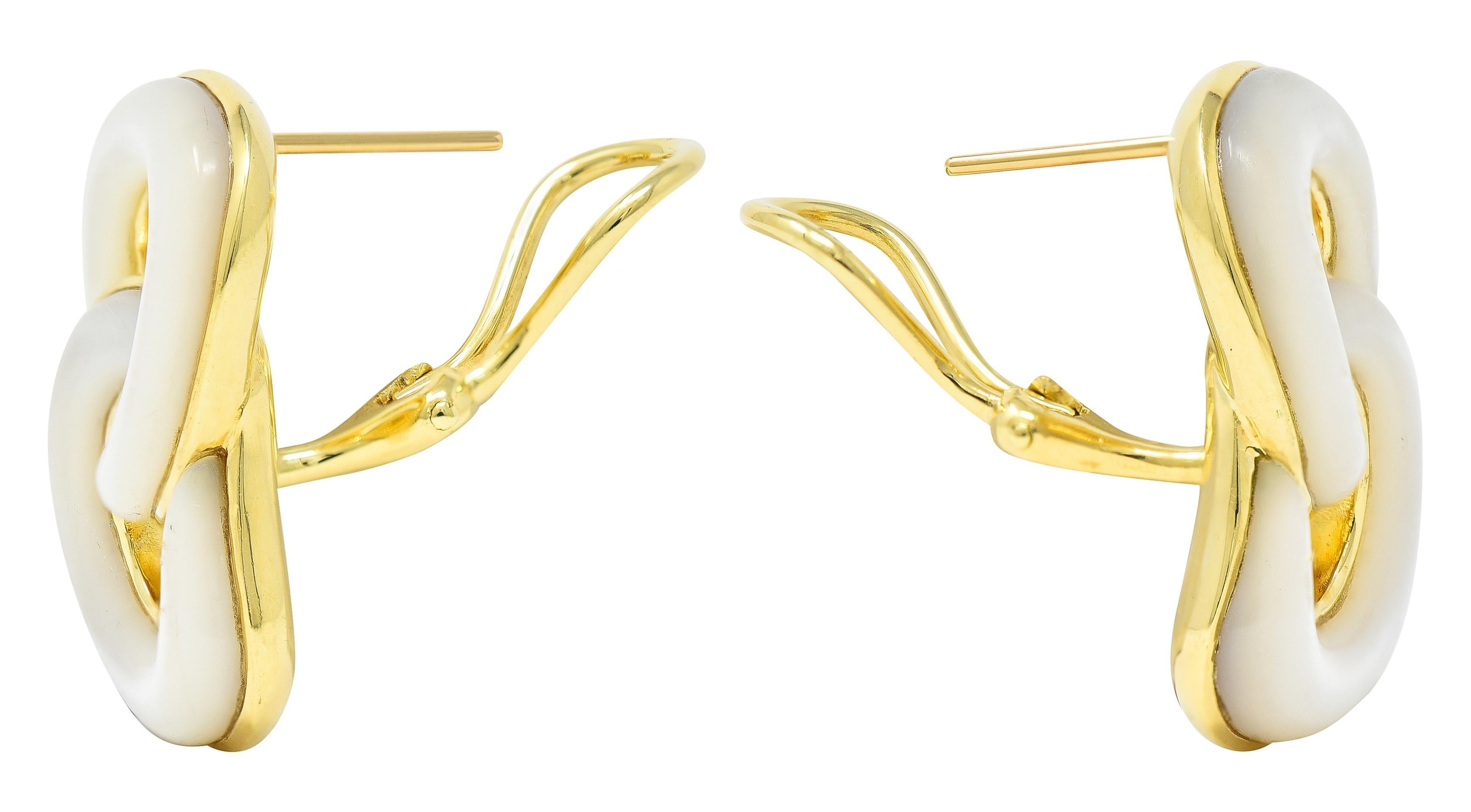 Angela Cummings 1985 Orecchini con Madreperla in oro giallo 18 carati A Link In condizioni ottime in vendita a Philadelphia, PA