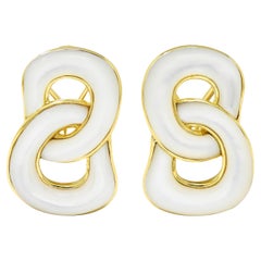 Angela Cummings 1985 Mother-Of-Pearl 18 Karat Yellow Gold Vintage Link Earrings