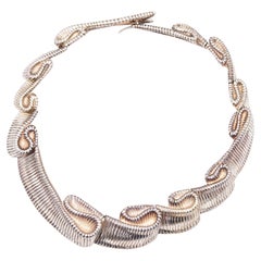 ANGELA CUMMINGS 1985 Studio Swirl Ribbon Necklace In Solid .925 Sterling Silver