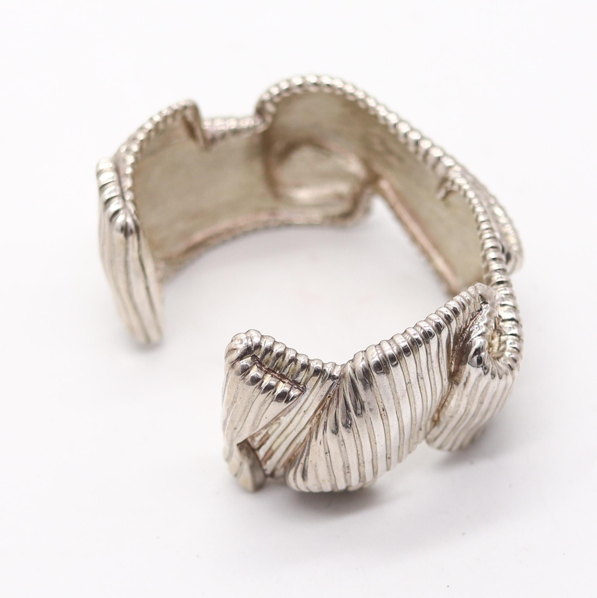 ANGELA CUMMINGS 1985 Studio Swirl Sculptural Bracelet In .925 Sterling Silver In Excellent Condition In Miami, FL