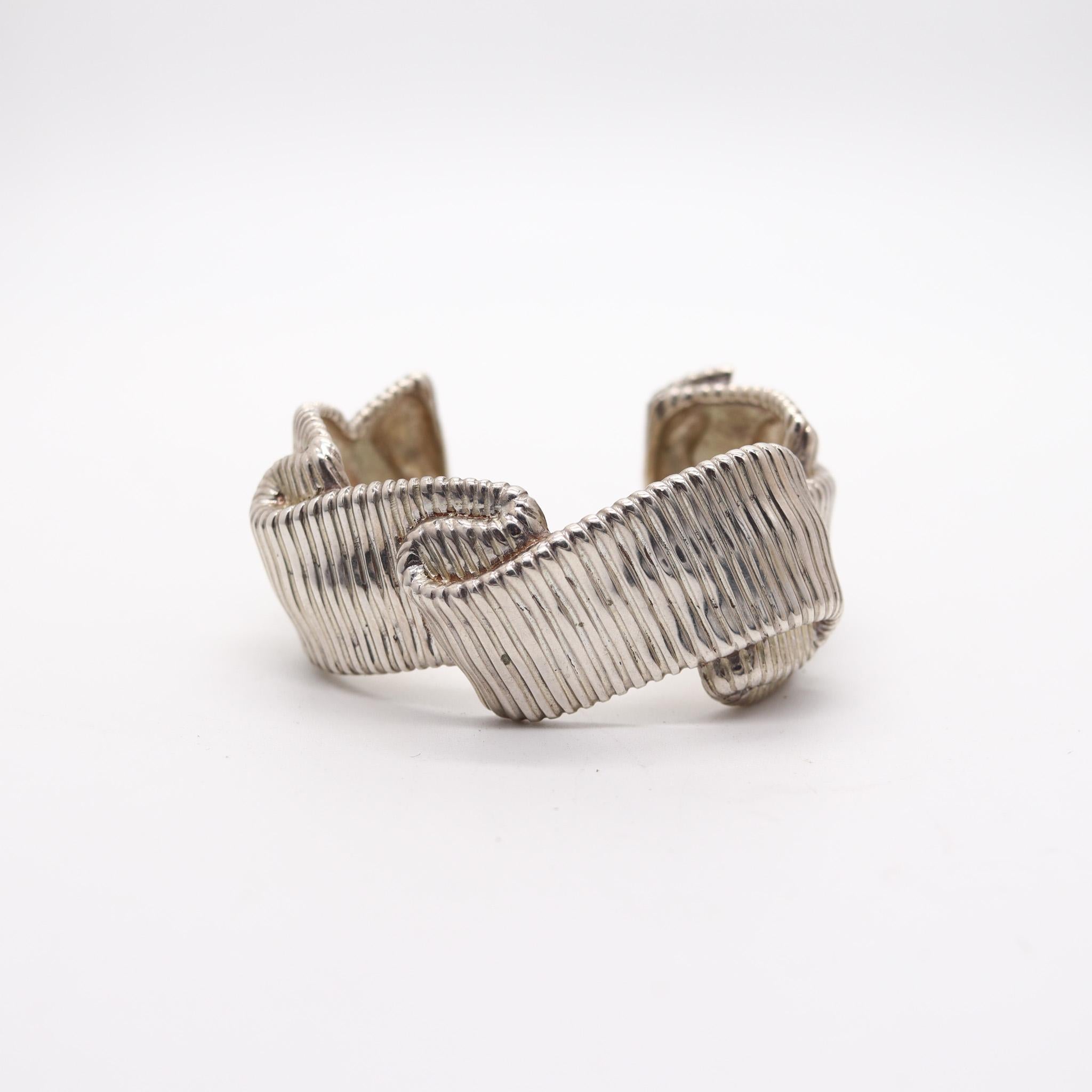 ANGELA CUMMINGS 1985 Studio Swirl Sculptural Bracelet In .925 Sterling Silver 1