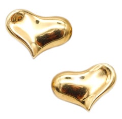 ANGELA CUMMINGS 1986 Heart Shaped Clips-On Earrings In 18Kt Yellow Gold