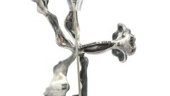 Angela Cummings 1986 Silver Large Orchid Flower Floral Large Pin Brooch