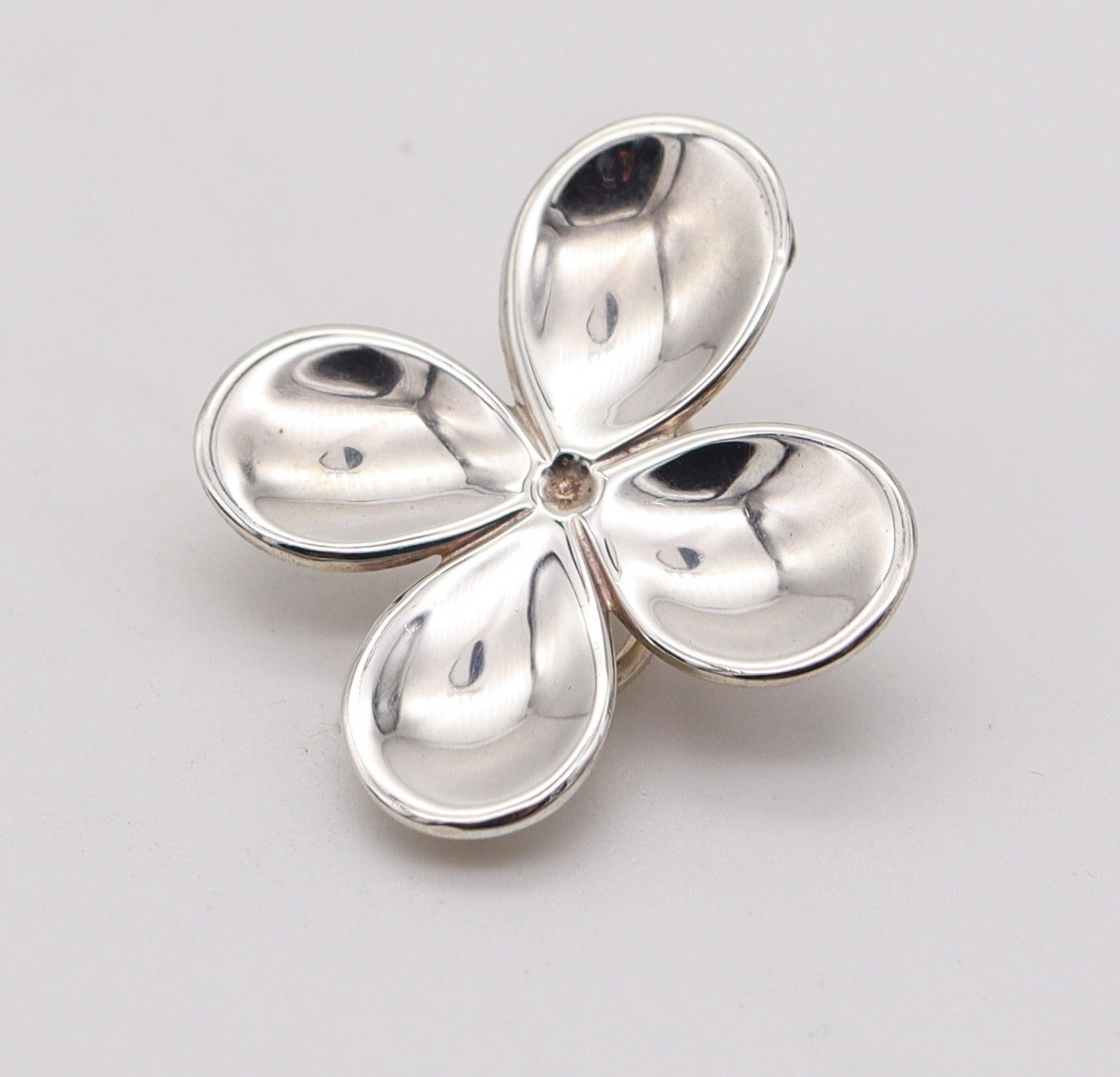 Modernista ANGELA CUMMINGS 1987 Orecchini con petali di fiori modernisti in argento 925 in vendita