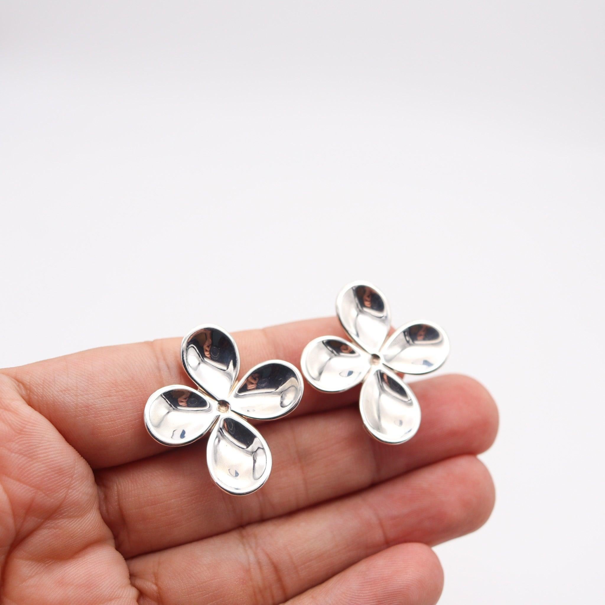 ANGELA CUMMINGS 1987 Orecchini con petali di fiori modernisti in argento 925 in vendita 2