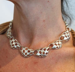 ANGELA CUMMINGS 1987 Studio Geometric Sculptural Necklace In .925 Sterling