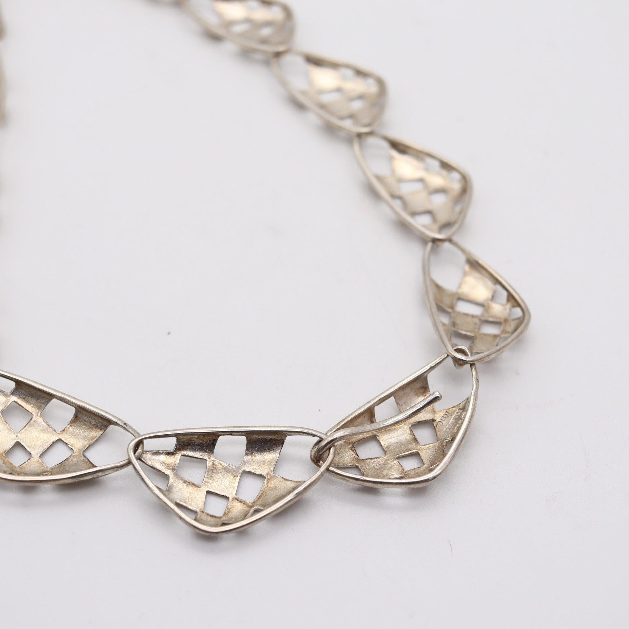 Women's ANGELA CUMMINGS 1987 Studio Geometric Sculptural Necklace In .925 Sterling For Sale