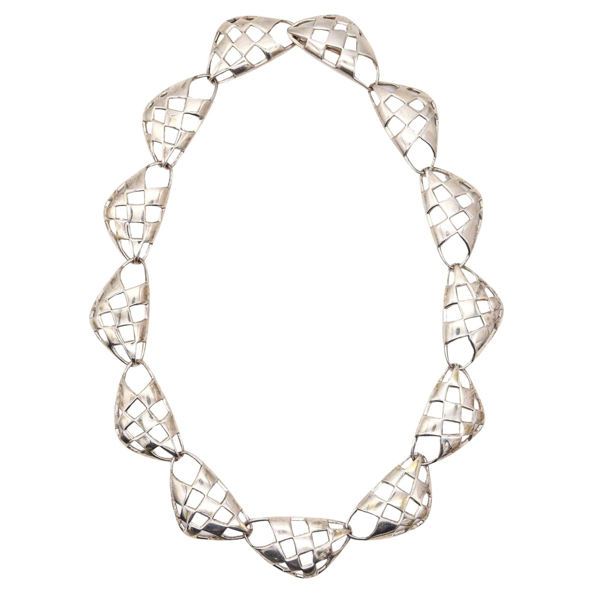 ANGELA CUMMINGS 1987 Studio Geometrische skulpturale Halskette in .925 Sterling
