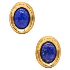ANGELA CUMMINGS 1988 Clips-Ohrringe aus 18 Karat Gelbgold mit Lapislazuli