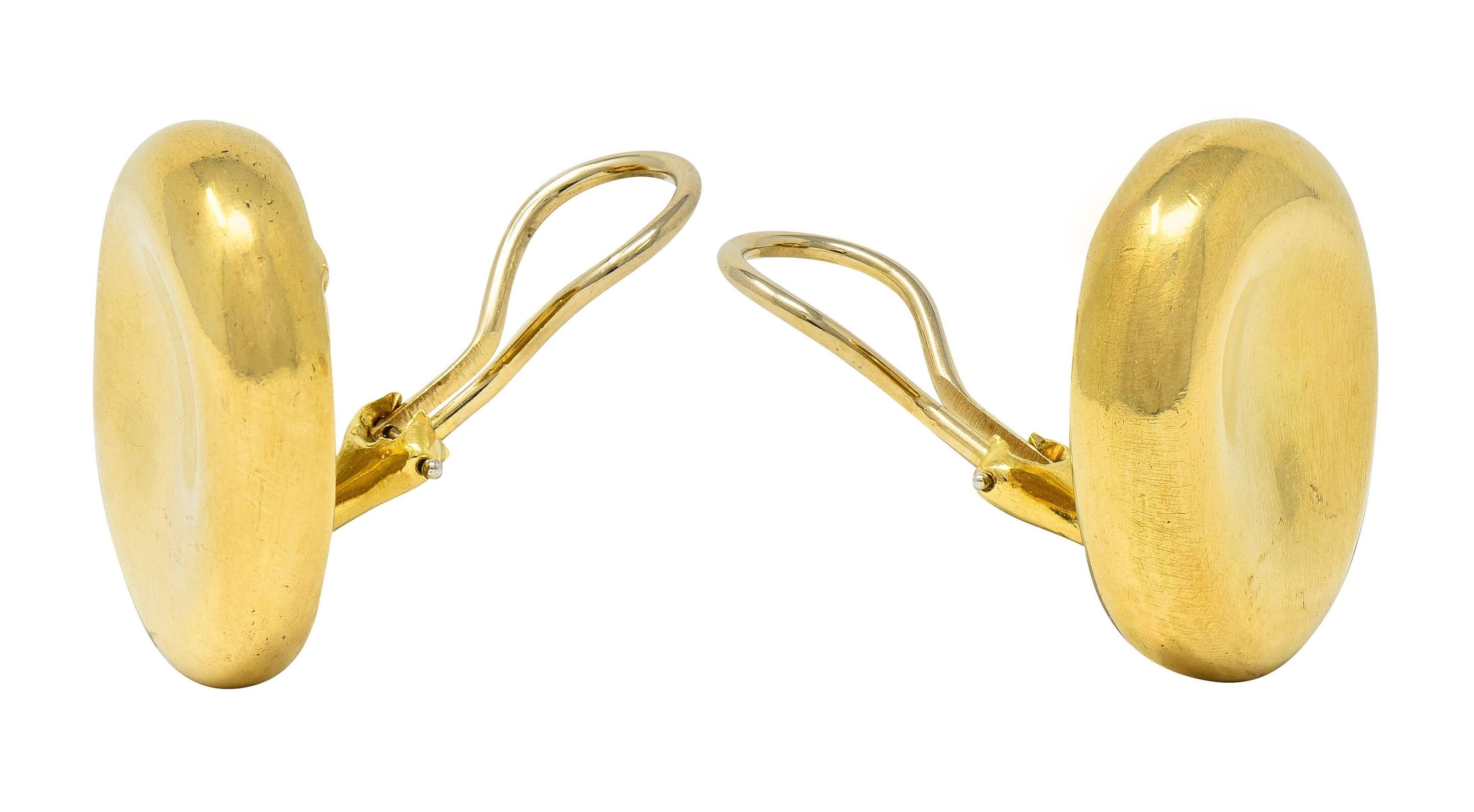 Angela Cummings 1989 18 Karat Yellow Gold Vintage Oval Ear-Clip Earrings For Sale 1