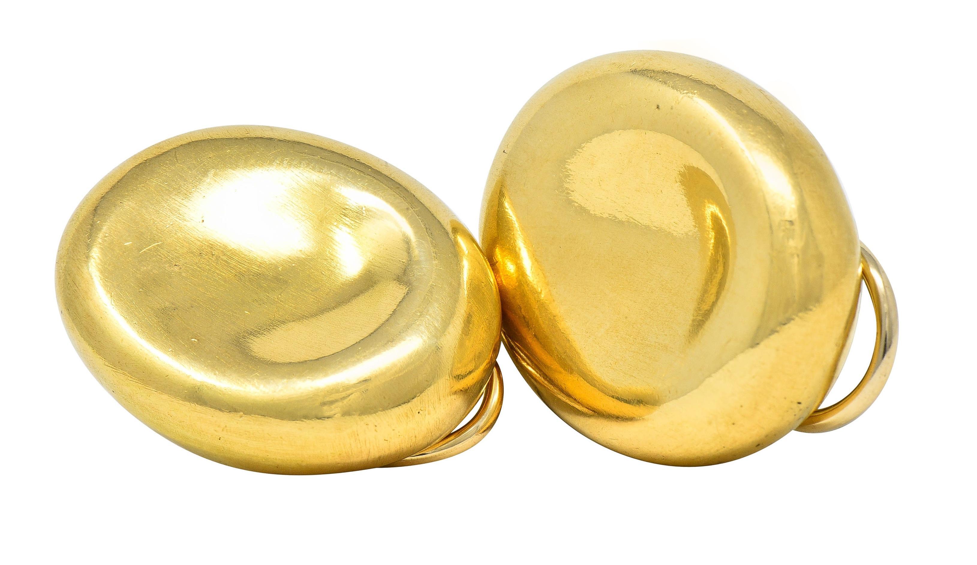 Angela Cummings 1989 18 Karat Yellow Gold Vintage Oval Ear-Clip Earrings For Sale 2