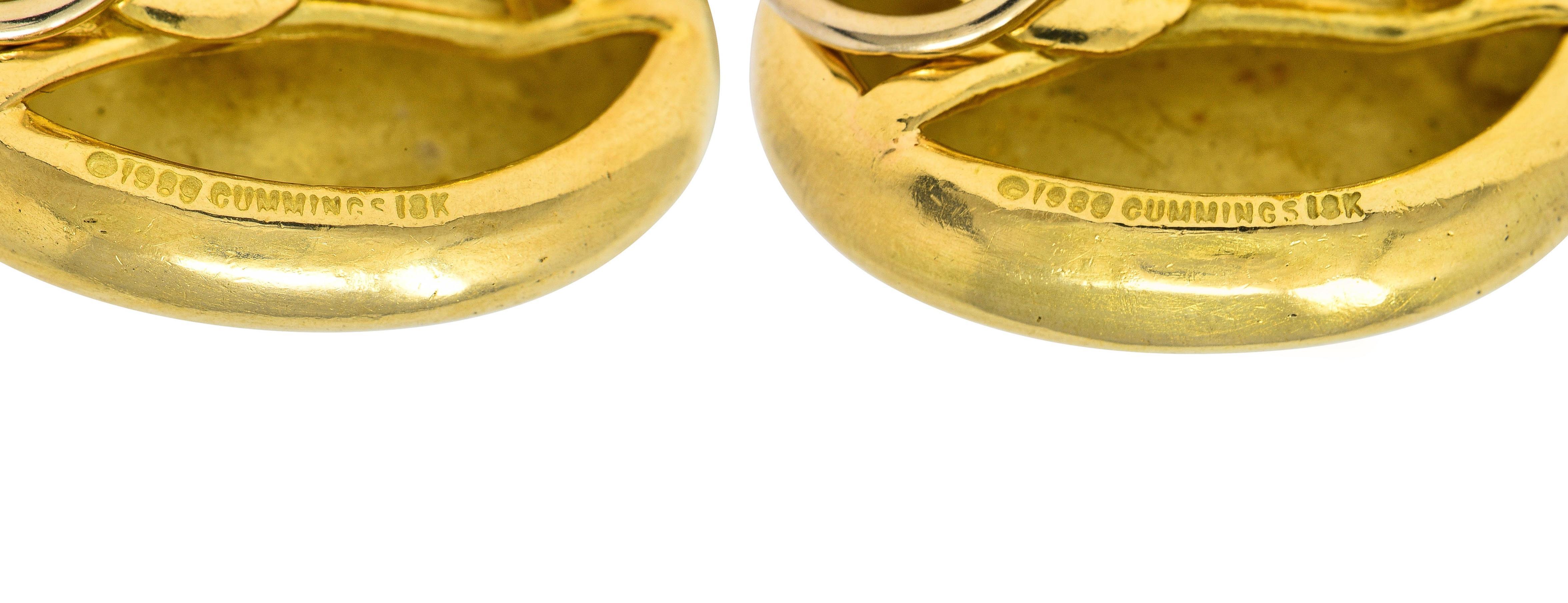 Angela Cummings 1989 18 Karat Yellow Gold Vintage Oval Ear-Clip Earrings For Sale 3