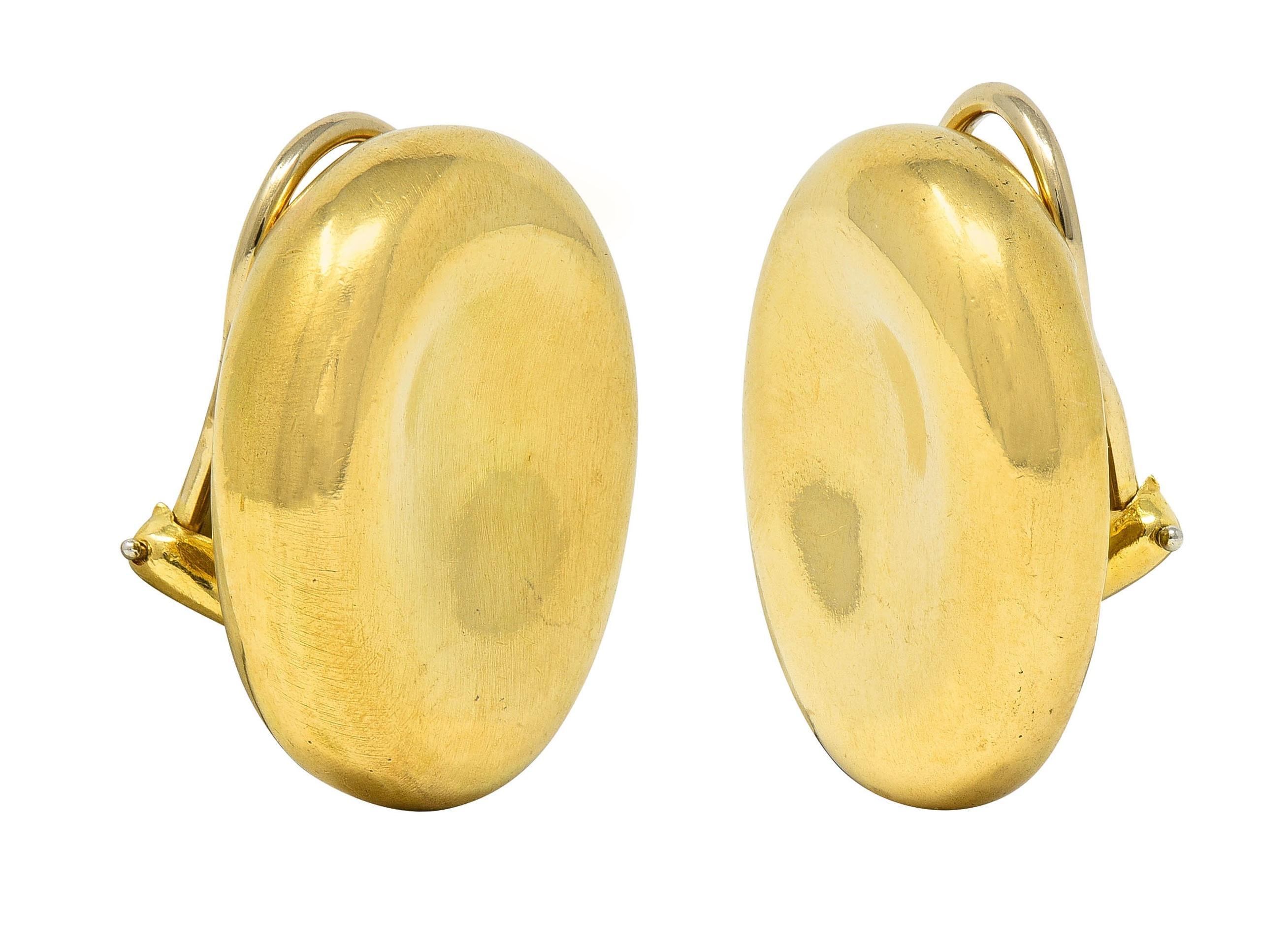 Angela Cummings 1989 18 Karat Yellow Gold Vintage Oval Ear-Clip Earrings For Sale 4