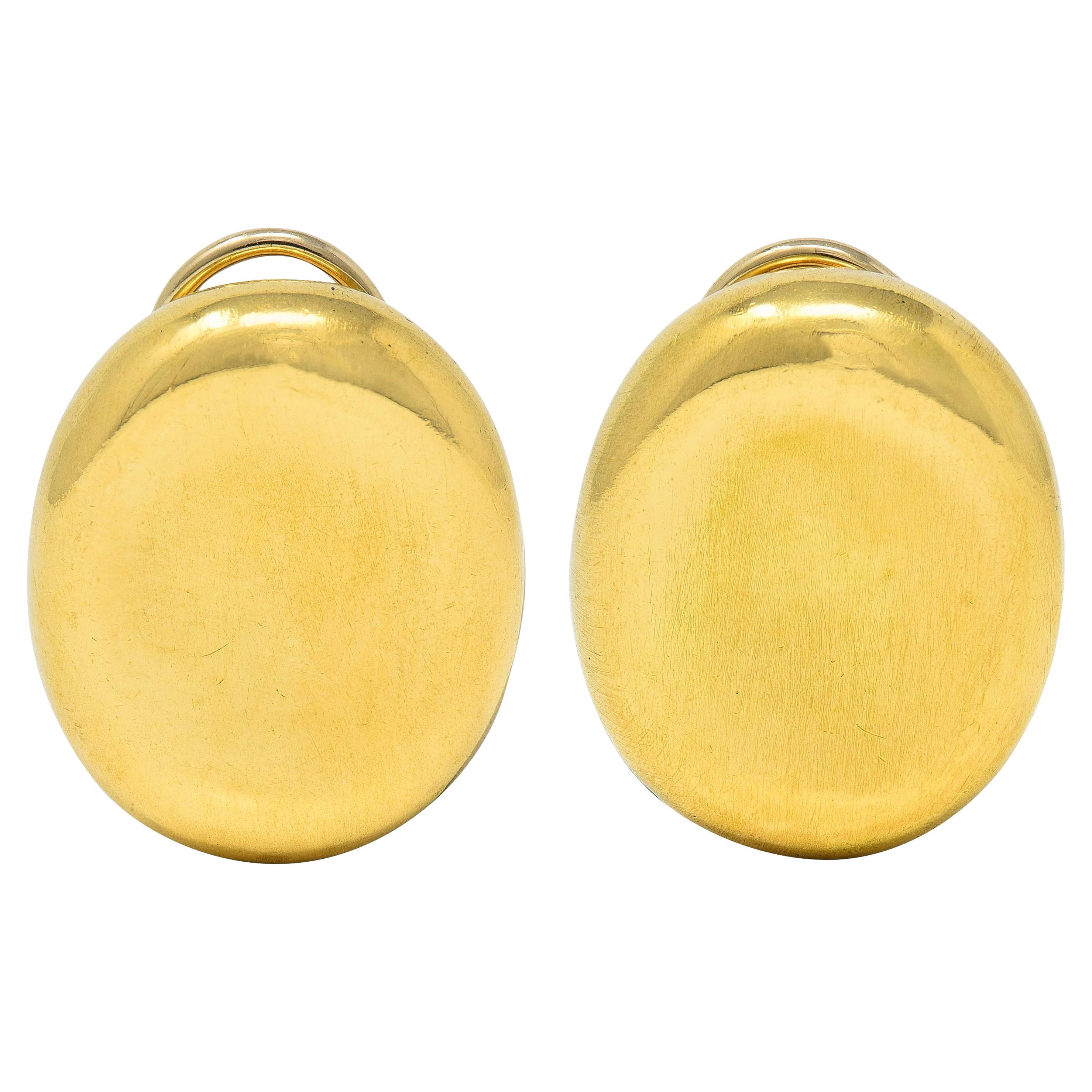 Angela Cummings 1989 18 Karat Yellow Gold Vintage Oval Ear-Clip Earrings