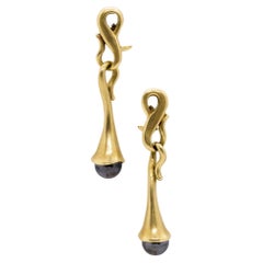 Antique Angela Cummings 1991 New York Studios Dangling Earrings 18Kt Gold and Hematite