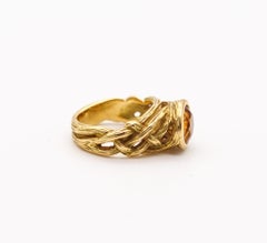 Angela Cummings 1991 Organic Roots Ring In 18Kt Gold With Round Orange Citrine