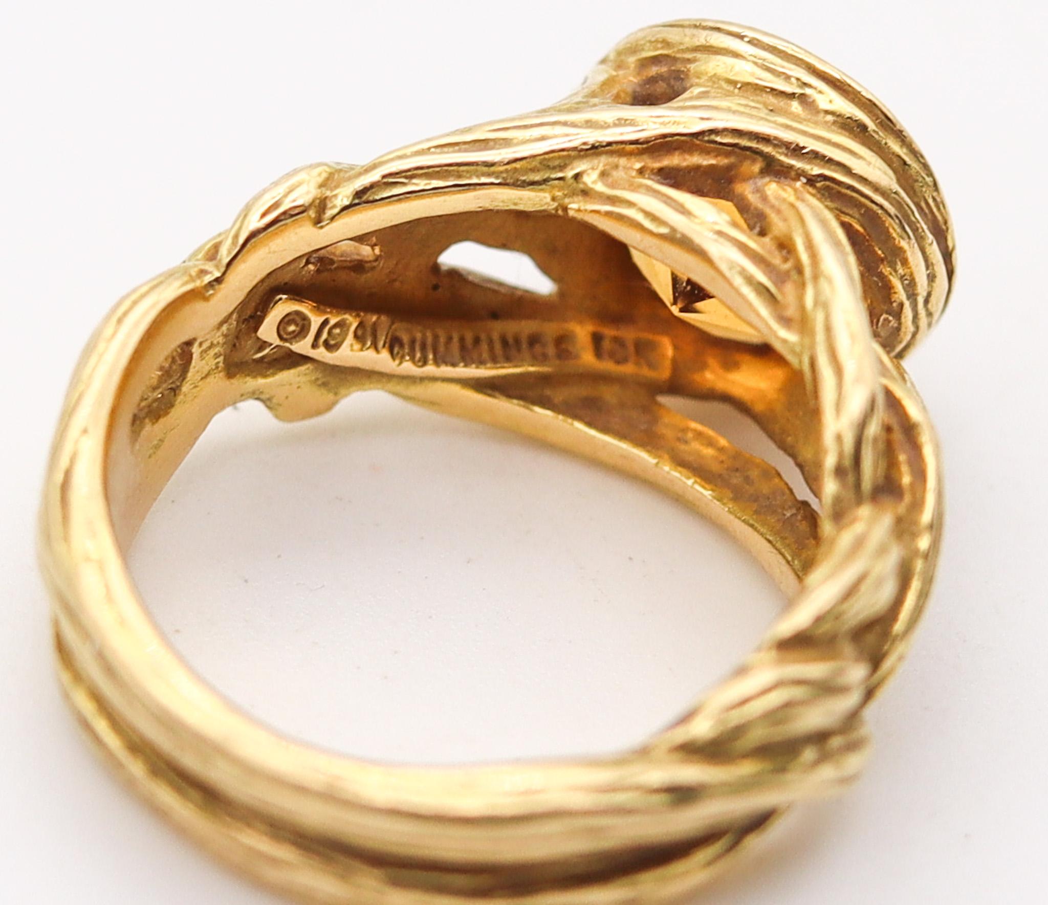 Brilliant Cut Angela Cummings 1991 Organic Roots Ring In 18Kt Gold With Round Orange Citrine For Sale