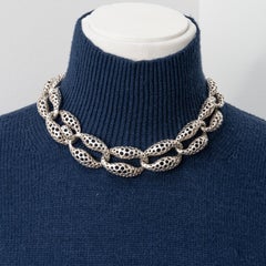 Angela Cummings 1991 Sterling Silver Sculptural Perforations Link Necklace