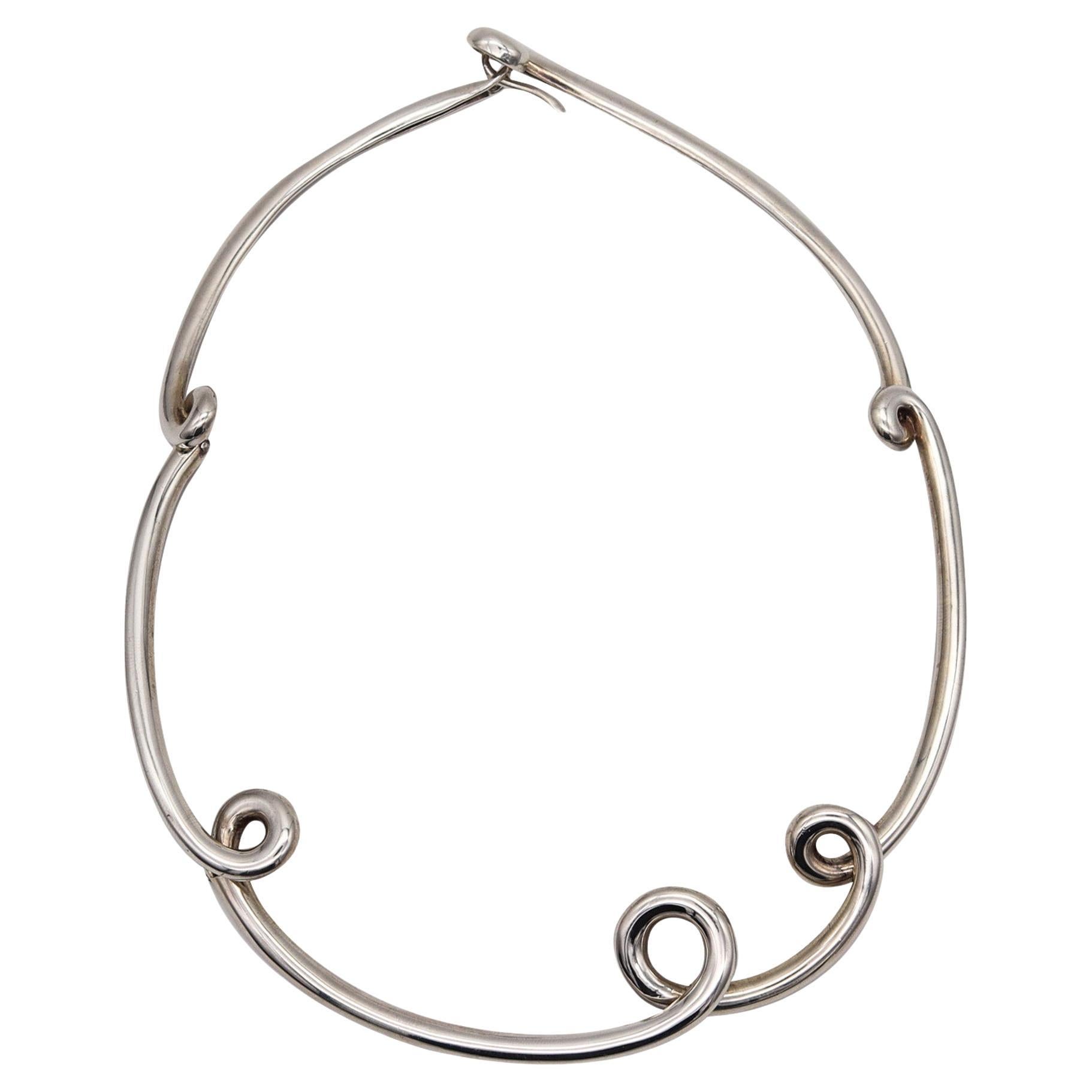 Angela Cummings 1991 Studio Twisted Free Form Necklace In .925 Sterling Silver