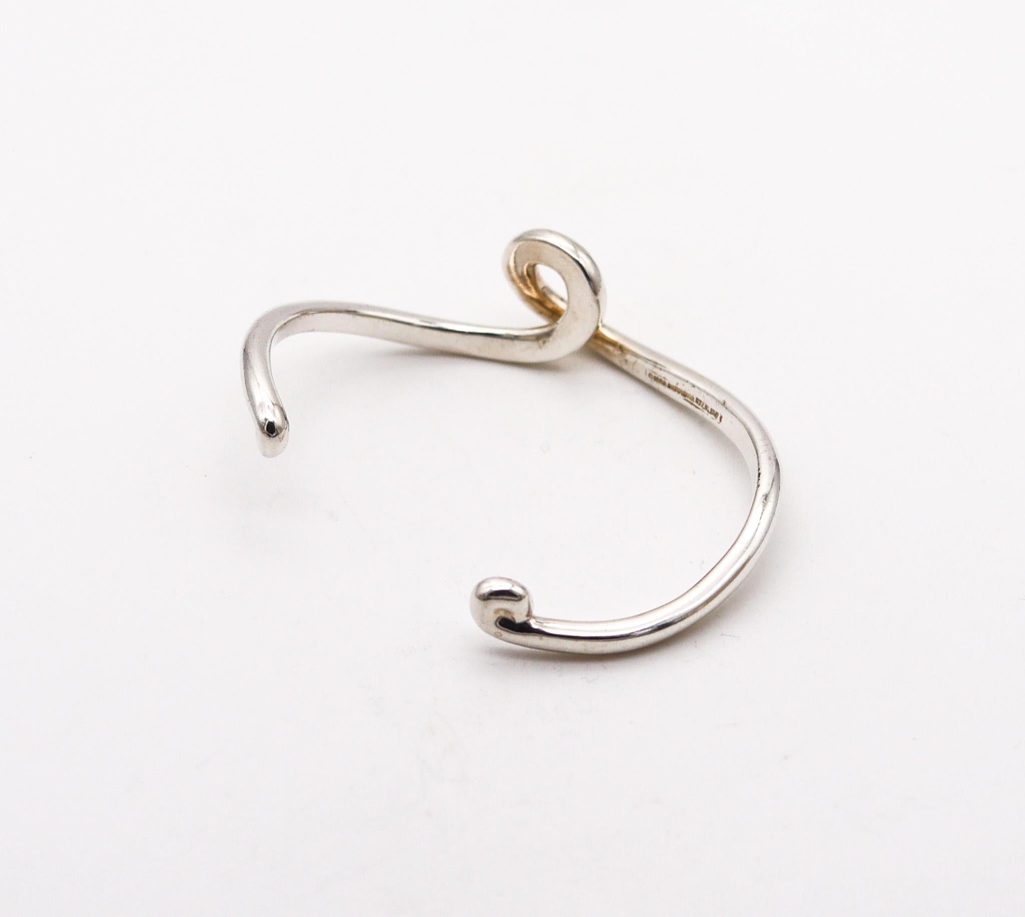 Modernist Angela Cummings 1991 Studio Twisted Sculptural Bracelet In .925 Sterling Silver For Sale