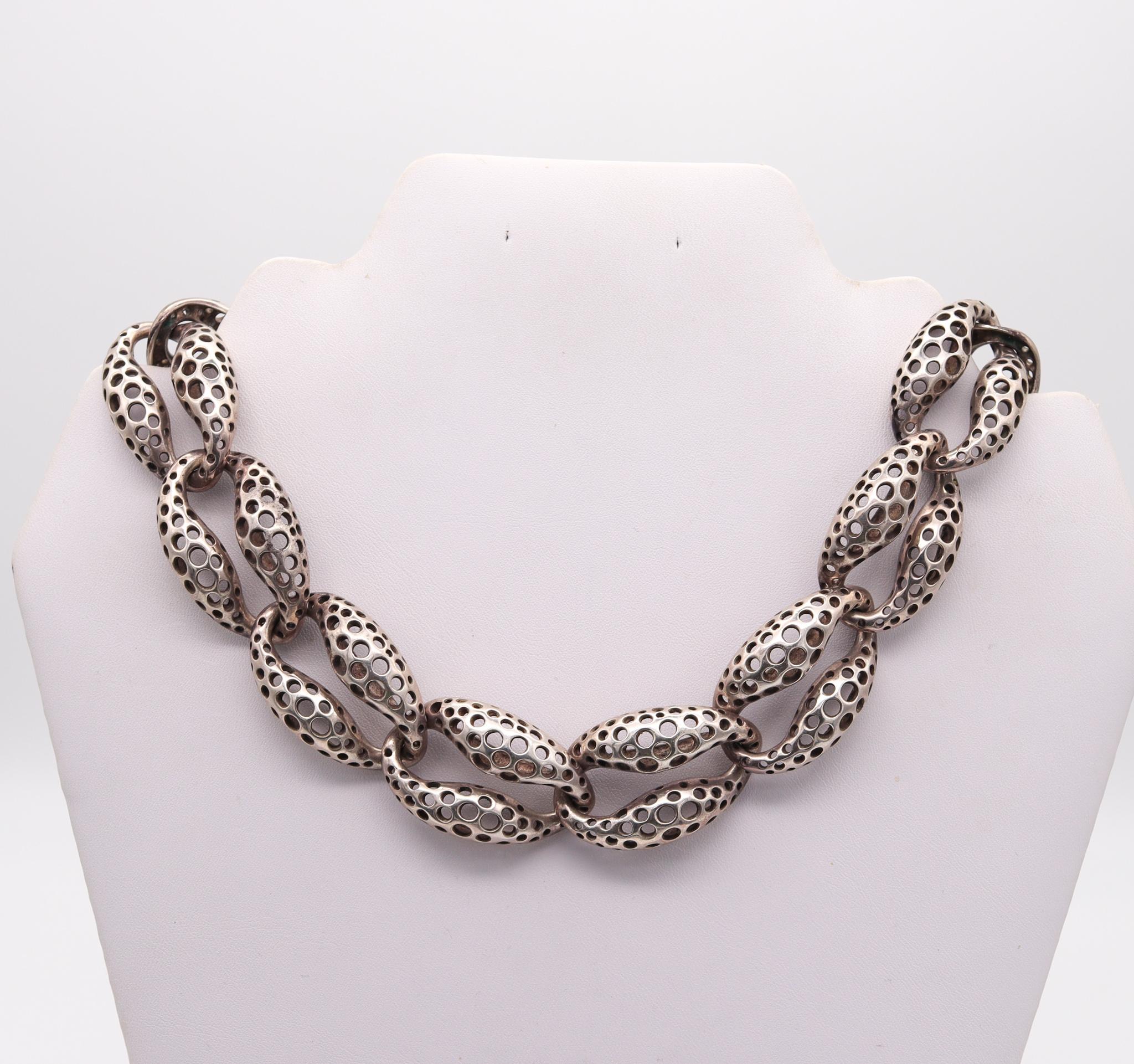 Angela Cummings 1991 Studios Perforations Free-Form Necklace Solid .925 Sterling For Sale 1