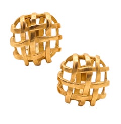 ANGELA CUMMINGS 2001 Modernist Clips auf Ohrringe in 18Kt Gelbgold gefangen