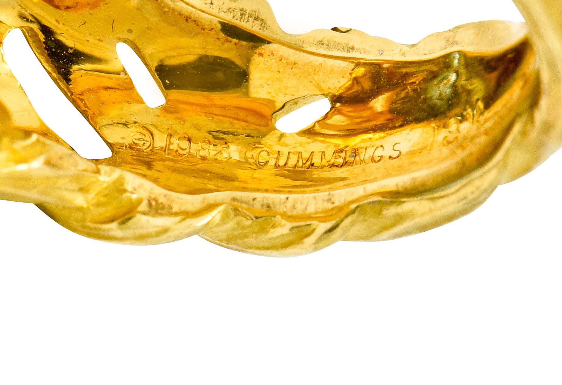 Angela Cummings 3.09 Carat Aquamarine 18 Karat Gold Woven Foliate Ring 1
