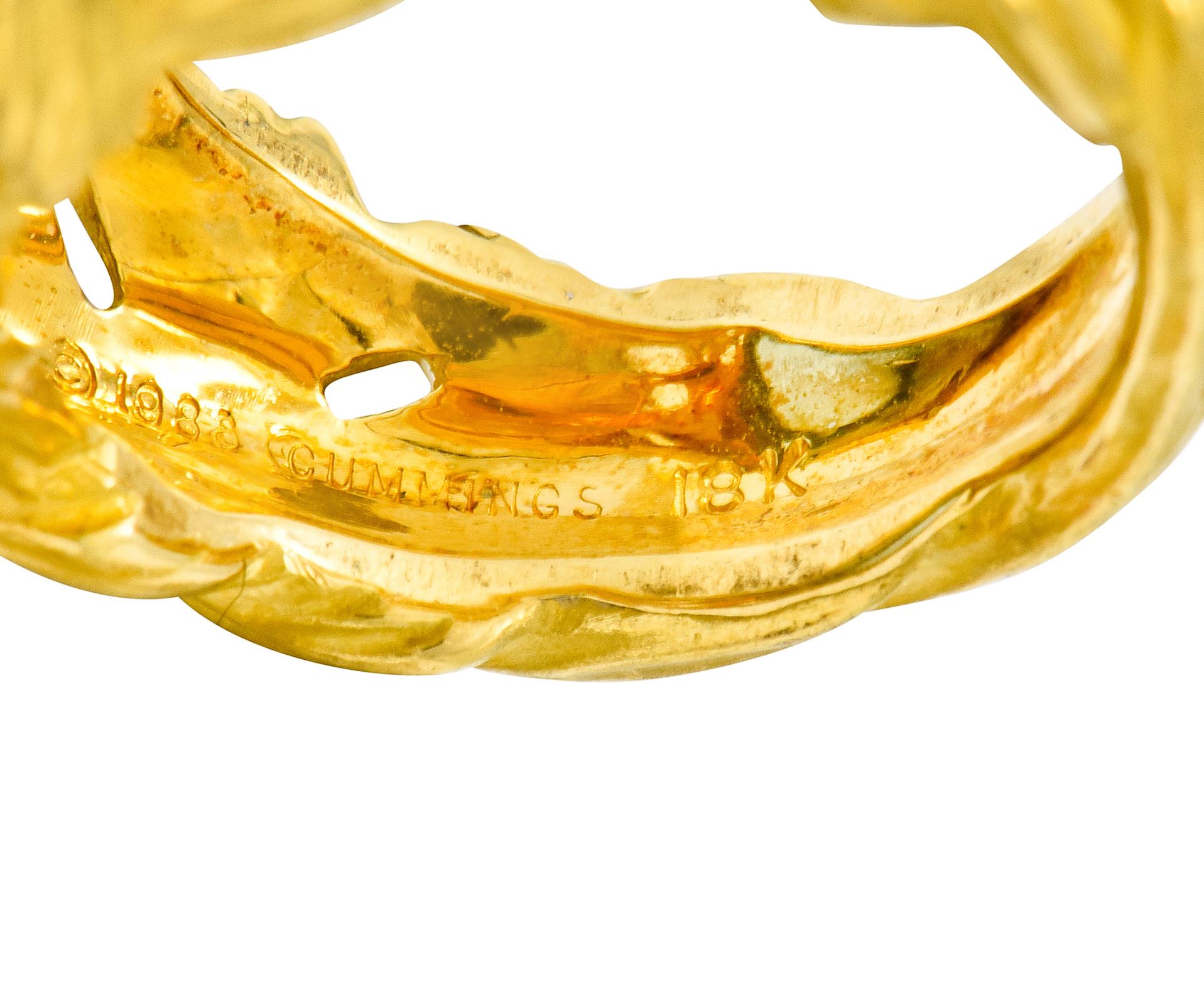 Angela Cummings 3.09 Carat Aquamarine 18 Karat Gold Woven Foliate Ring 2