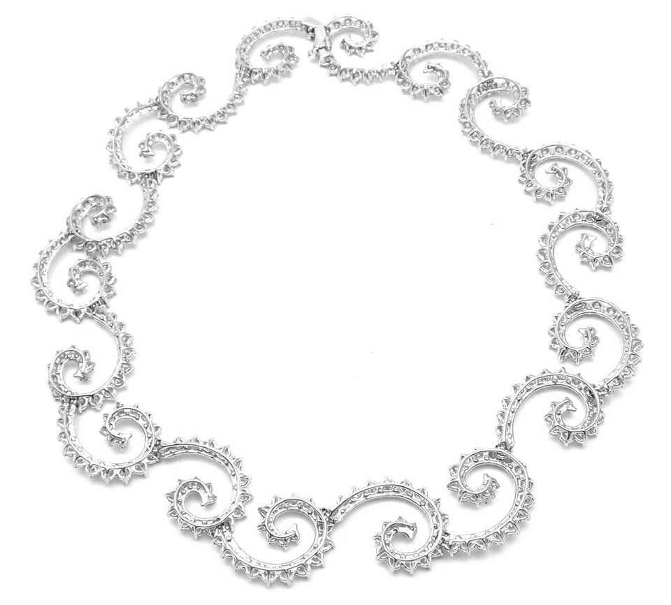 Angela Cummings: Platin-Halskette mit 34 Karat Diamantwirbeln im Zustand „Hervorragend“ im Angebot in Holland, PA