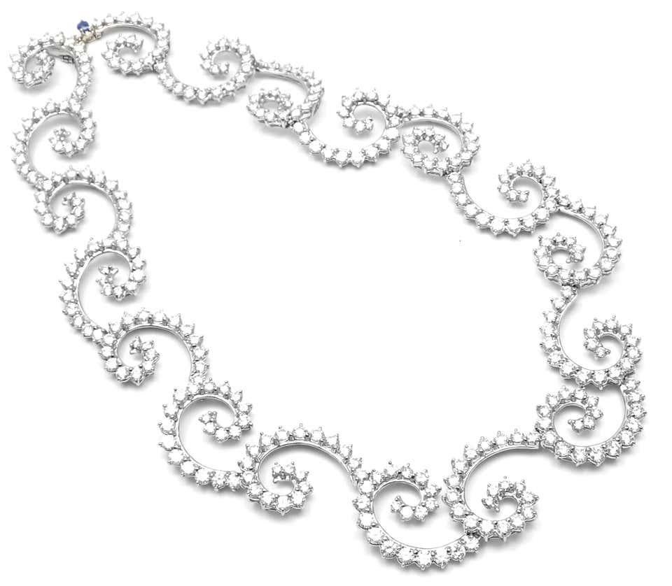 Angela Cummings 34 Carat Diamond Swirl Platinum Necklace For Sale 3