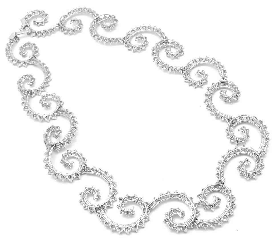 Angela Cummings 34 Carat Diamond Swirl Platinum Necklace For Sale 4